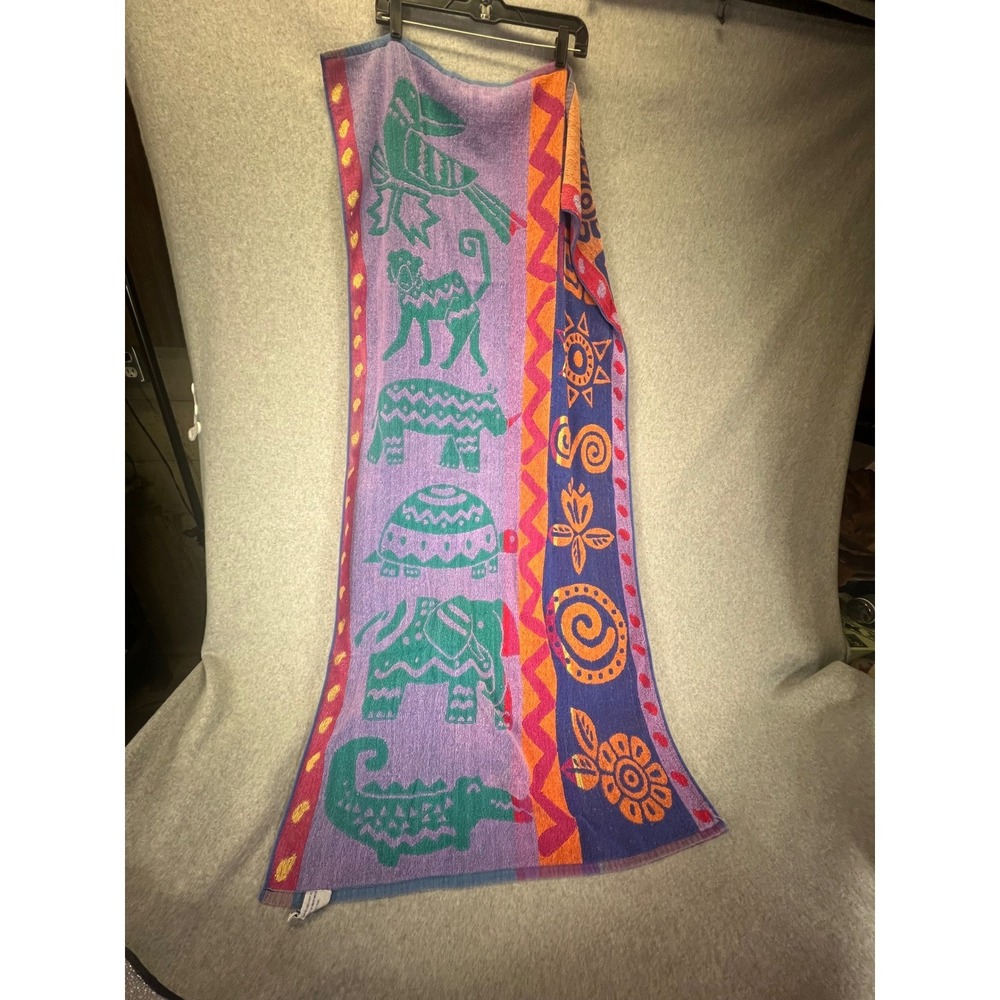 Vintage 90s Retro Summer Sun & Fun Animal Tribal Print Beach Towel 55x26 y2k - Picture 2 of 9